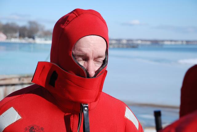 He looks cold and he hasn't even been in the water.