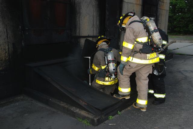 Entering the basement.