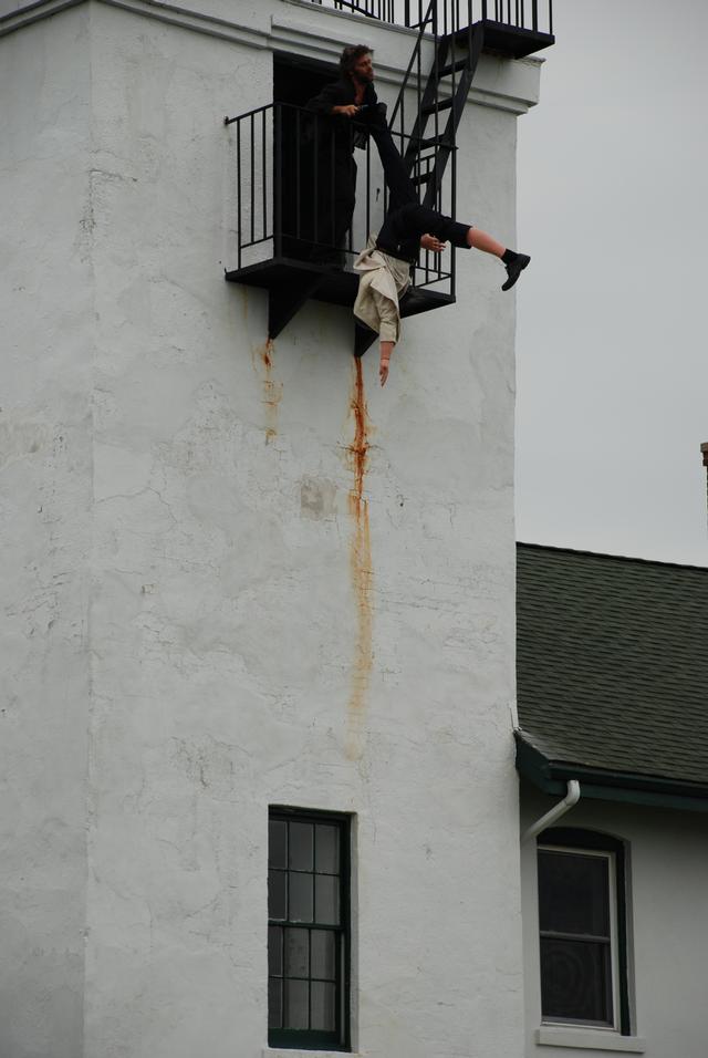 . . . off the tower . . .