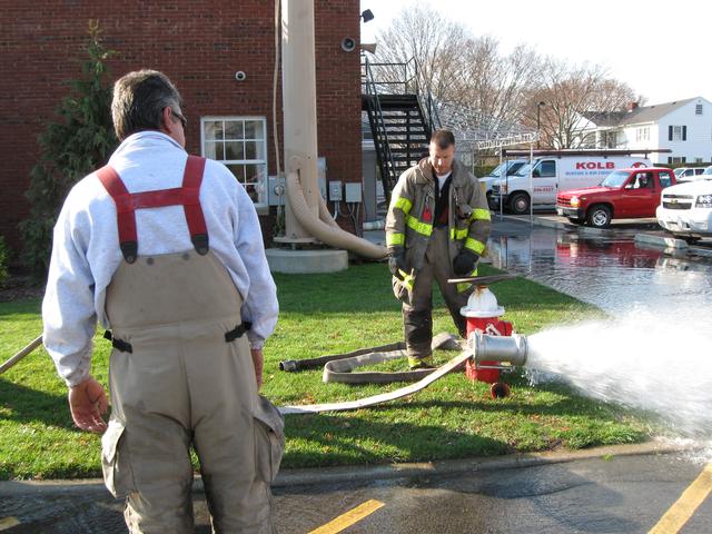 The hose cleaner in action.