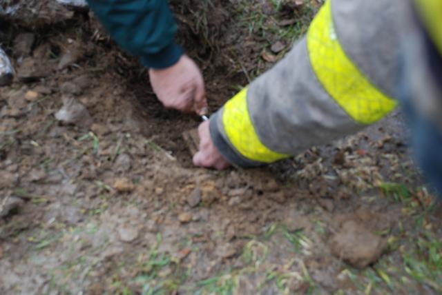 Digging for the curb cut.
